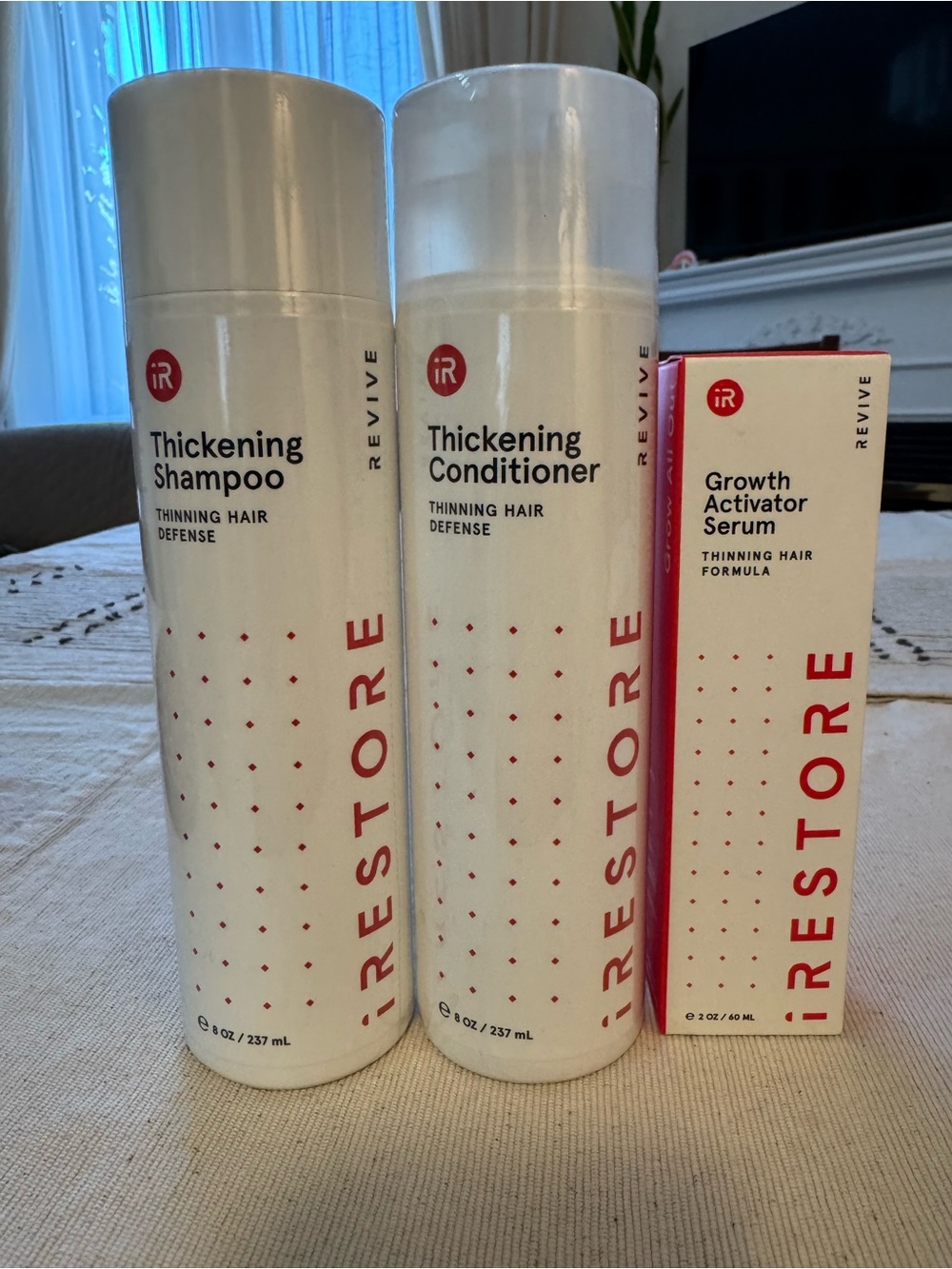 Thickening Shampoo, Conditioner & Growth Activator Serum - White/Red